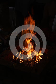 A ritual made to the fire god Agni in Hinduism