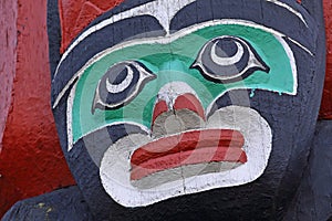 Ritual painted face as fragment of totem pole