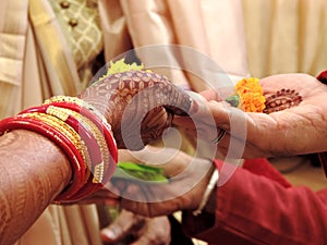 Rituals of traditional Hindu wedding, India photo