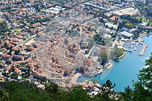 Riva del Garda town aerial view panorama at Lake Garda