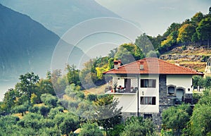 Riva di Solto town seen from Zorzino village