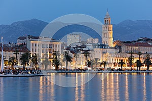 Riva promenade at night. Split. Croatia