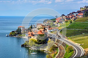 Rivaz town on Lake Geneva, Switzerland