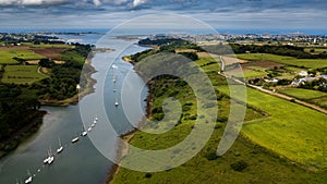 River Aber Wrach And Landscape In Region Landeda At The Finistere Atlantic Coast In Brittany, France