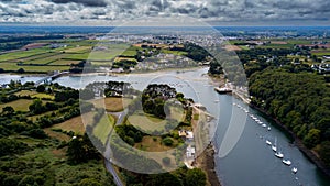 River Aber Wrach And Landscape In Region Landeda At The Finistere Atlantic Coast In Brittany, France