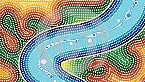 River, Aboriginal art vector background with river, Landscape photo