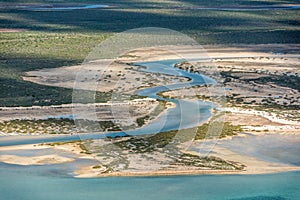 River aerial view in shark bay Australia