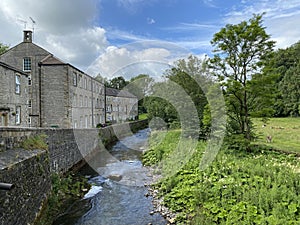The River Aire, as it flows past the village of, Airton, Yorkshire, UK