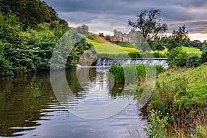 River Aln Weir below Alnwick Town and Castle