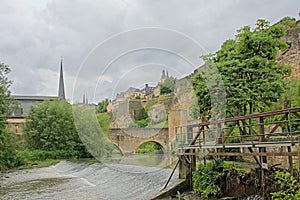 River Alzette thourgh the historic center of Luxembourg city