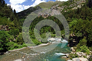 Romanic bridge of Bujaruelo in the region of AragÃÂ³n in Spain. photo