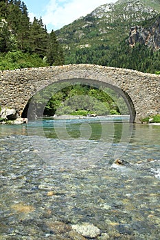 Romanic bridge of Bujaruelo in the region of AragÃÂ³n in Spain. photo