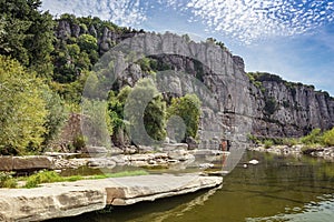 River Ardeche along the old town Vogue