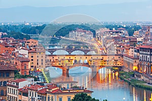 River Arno and Ponte Vecchio in Florence, Italy