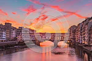 River Arno and Ponte Vecchio in Florence, Italy