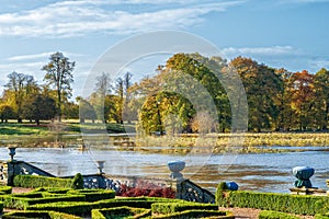 The River Avon in flood at Charlecote Park, Warwickshire, England.