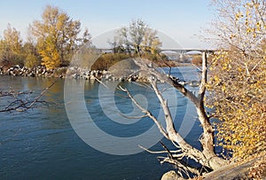 River banks in autumn, Siret River, Romania
