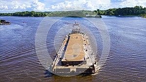 River barge loaded with sand