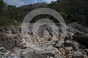 River bed of Muthirapuzha river near Kallarkutty in Kerala, India