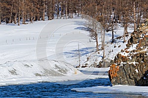 A river bend of Khovsgol sum in winter