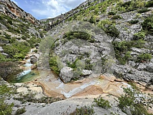 The river Bijela voda or Bijeli Stream in a rugged canyon at the foot of the Przun hill, Karin Gornji - Croatia