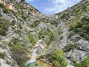 The river Bijela voda or Bijeli Stream in a rugged canyon at the foot of the Przun hill, Karin Gornji - Croatia