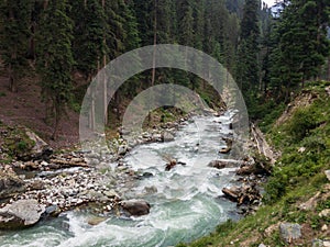 River in Bluewater kalam valley in swat Pakistan photo