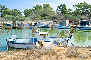 The river with boats