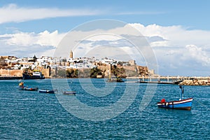 River Bou Regreg seafront and Kasbah in medina of Rabat, Morocco.