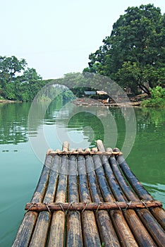 River, Bridge and Bamboo raft