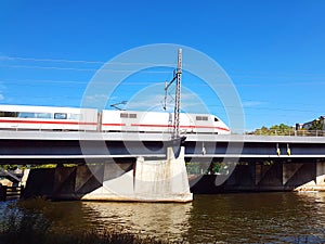 River bridge with high Speed Train
