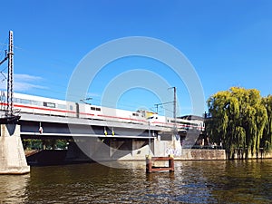 River bridge with high Speed Train