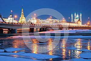 River, bridge and Kremlin. Kazan, Russia