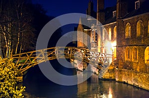 river Cam and old college buildings in the night. Cambridge