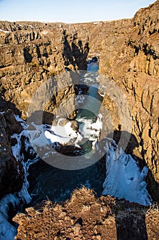 River through a canyon in winter