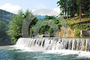 River Cascade Near Jajce Waterfall