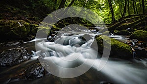 River Cascade in the Tranquil Forest