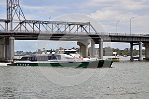 The River Cat ferry cruises on the Parramatta River