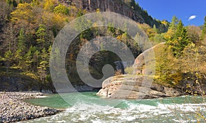 River in Caucasus in fall