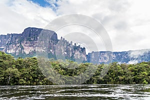 River Churun and tepui table mountain Auyan