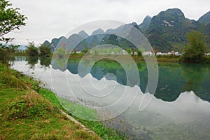 River in cloudy day,Bama China