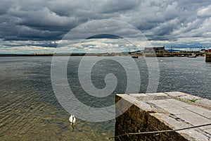 River Corrib, where it interconnects with Galway Bay and a part of Claddagh, seen from the so called Spanish Arch