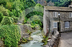 River and cottage in Castleton,Derbyshire photo