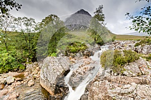 River Coupall falls below Buachaille Etive Mor