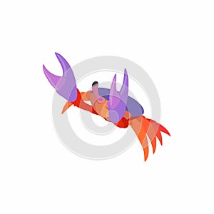 River crab icon, cartoon style