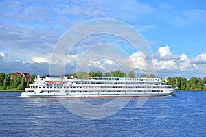 River cruise ships on Neva River.