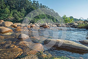 River current with stones in portugal