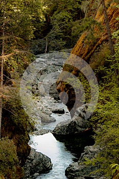 River cuts through the valley - Englishman river falls, Vancouver Island, BC