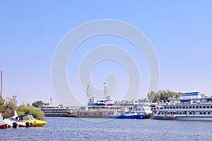 River with cutters to passenger ships and motor boats