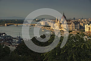 River Danube and Hungarian parliament from Buda Castle